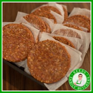 Buy a £10 tray of Minted Lamb Burgers online from Reeds Family Butchers