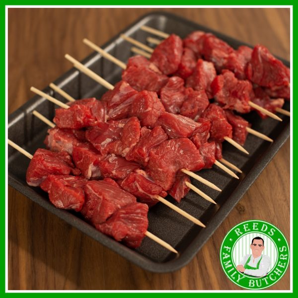 Buy a £10 tray of Beef Kebabs online from Reeds Family Butchers