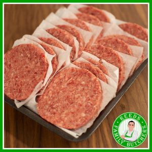 Buy a £10 tray of Butchers Burgers online from Reeds Family Butchers